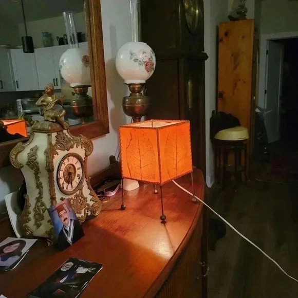 Art Deco Hand Made Accent Lamp  Fabric & Leaves Original - Picture 7 of 10